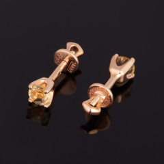 Серьги цитрин Бразилия (серебро 925 пр. позолота) пуссеты огранка