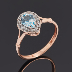 Кольцо топаз голубой Бразилия (серебро 925 пр. позолота) огранка размер 17,5