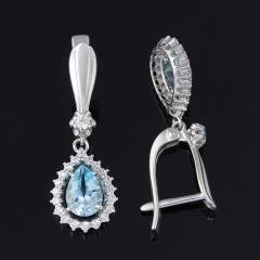 Серьги топаз голубой Бразилия (серебро 925 пр. родир. бел.) огранка