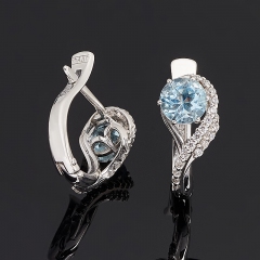 Серьги топаз голубой Бразилия (серебро 925 пр. родир. бел.) огранка