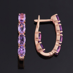 Серьги аметист Бразилия (серебро 925 пр. позолота) огранка