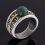 Кольцо авантюрин зеленый Индия (серебро 925 пр. оксидир., позолота) размер 18