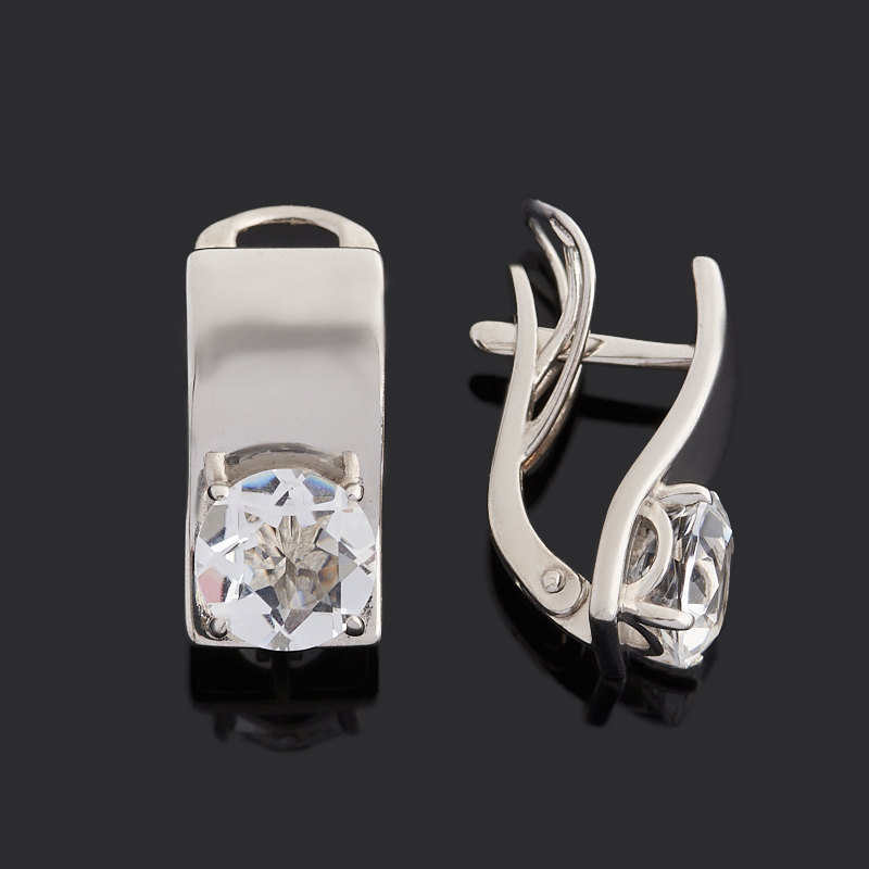 Серьги горный хрусталь Бразилия (серебро 925 пр. родир. бел.) огранка