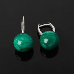 Серьги малахит Конго (серебро 925 пр. родир. бел.)
