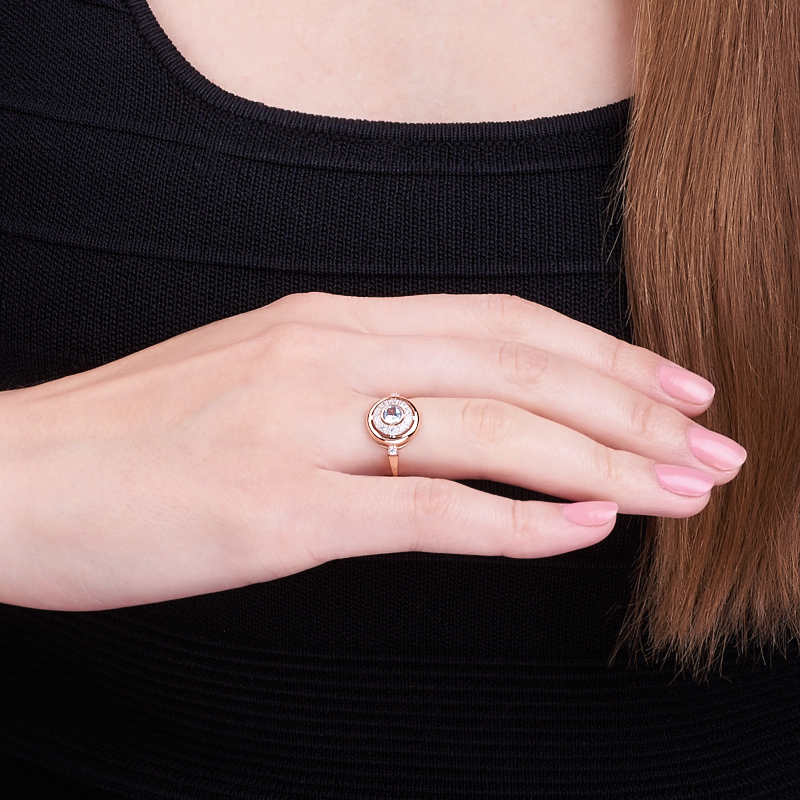 Кольцо топаз голубой Бразилия (серебро 925 пр. позолота) огранка размер 18