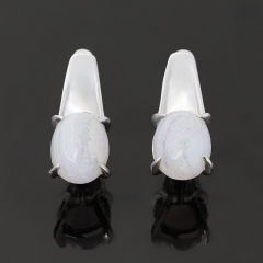 Серьги агат голубой Намибия (серебро 925 пр. родир. бел.)