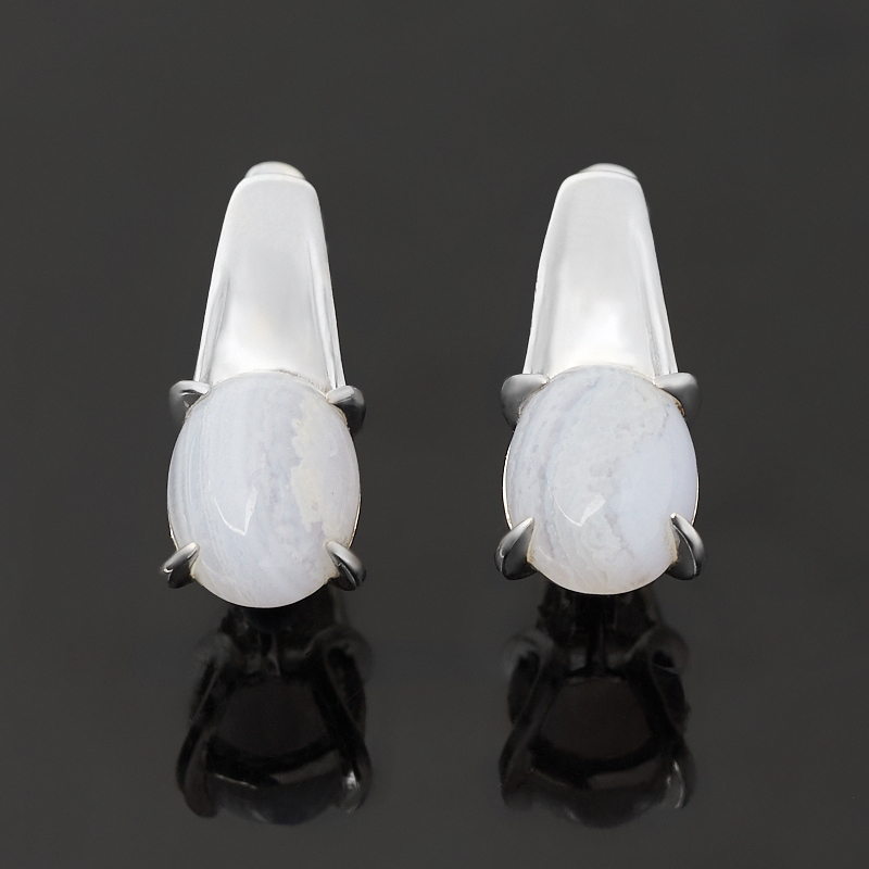 Серьги агат голубой Намибия (серебро 925 пр. родир. бел.)