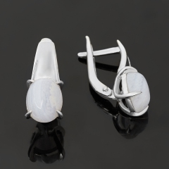 Серьги агат голубой Намибия (серебро 925 пр. родир. бел.)