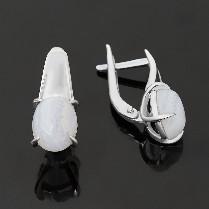 Серьги агат голубой Намибия (серебро 925 пр. родир. бел.)