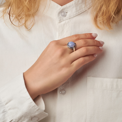 Кольцо агат голубой Намибия (серебро 925 пр. оксидир.) размер 19,5