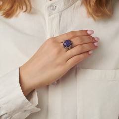 Кольцо чароит Россия (серебро 925 пр. оксидир.) размер 19,5