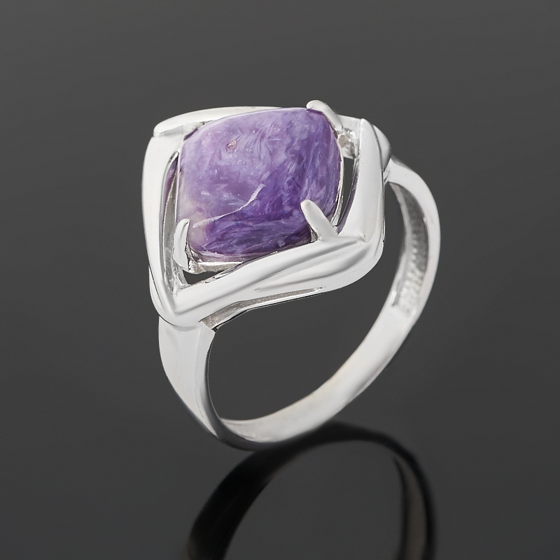 Кольцо чароит Россия (серебро 925 пр. родир. бел.) размер 18