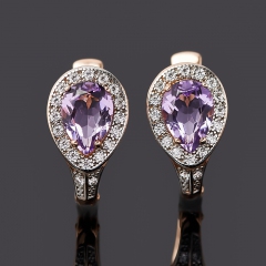 Серьги аметист Бразилия (серебро 925 пр. позолота) огранка