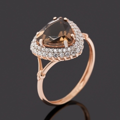 Кольцо раухтопаз Бразилия (серебро 925 пр. позолота) огранка размер 18