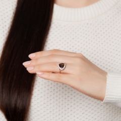 Кольцо раухтопаз Бразилия (серебро 925 пр. позолота) огранка размер 18