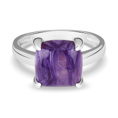 Кольцо чароит Россия (серебро 925 пр. родир. бел.) размер 17,5