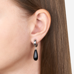 Серьги агат черный Бразилия (серебро 925 пр. родир. бел.)