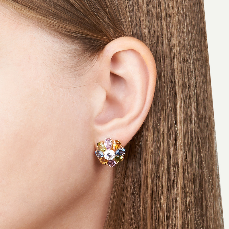 Серьги микс аметист, топаз, хризолит (серебро 925 пр. позолота) огранка