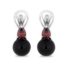 Серьги агат черный Бразилия (серебро 925 пр. родир. бел.)