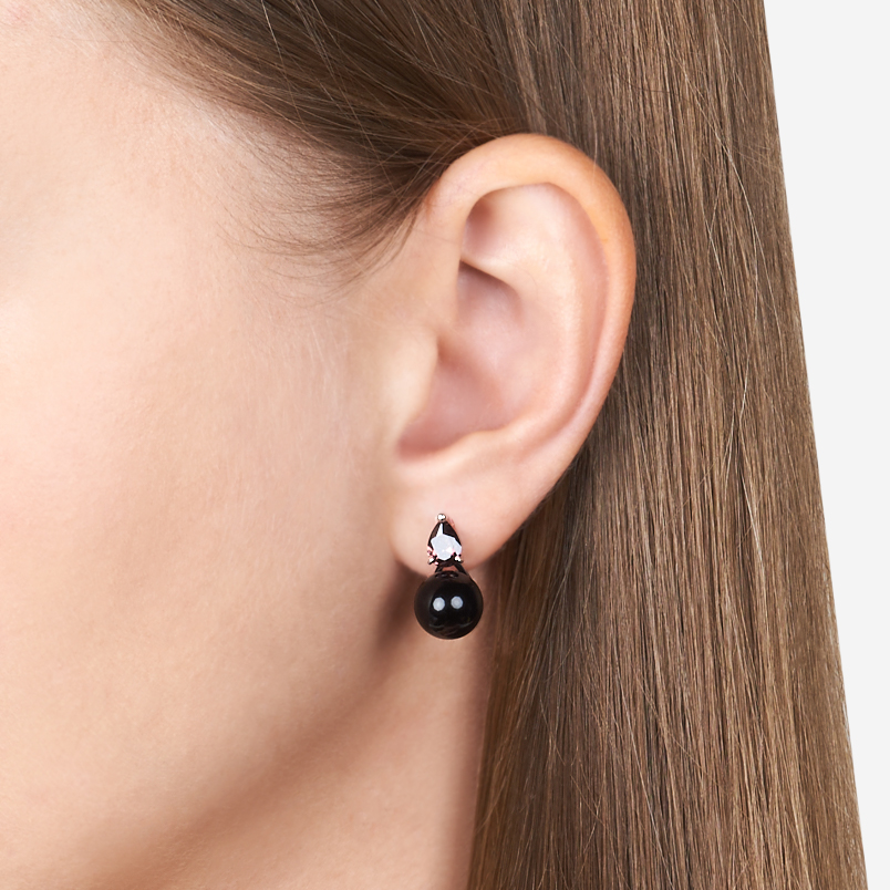 Серьги агат черный Бразилия (серебро 925 пр. родир. бел.)