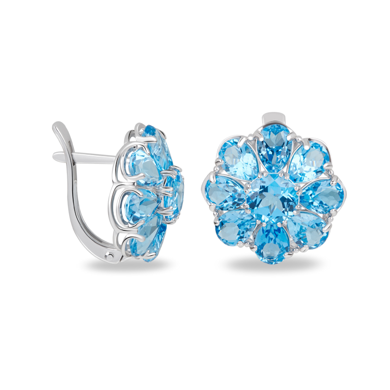 Серьги топаз swiss Бразилия (серебро 925 пр. родир. бел.) огранка