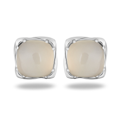 Серьги лунный камень Индия (серебро 925 пр. родир. бел.) пуссеты