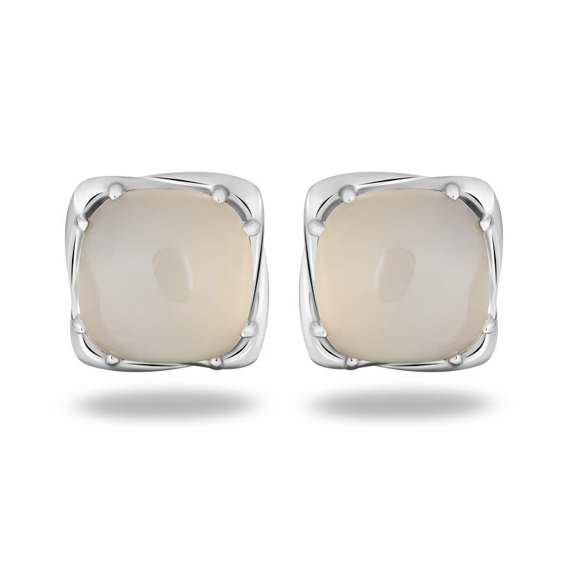 Серьги лунный камень Индия (серебро 925 пр. родир. бел.) пуссеты