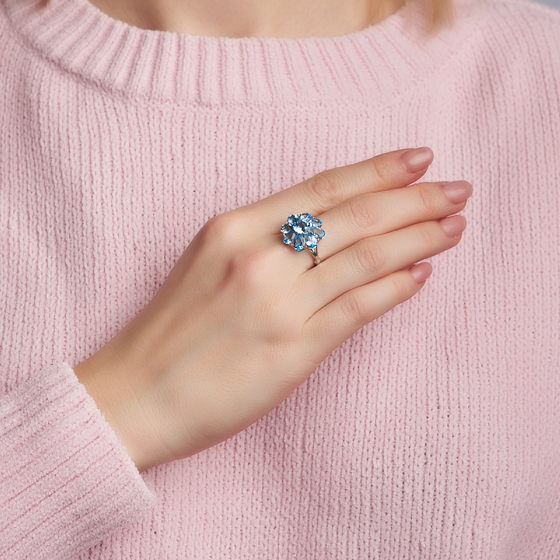 Кольцо топаз swiss Бразилия (серебро 925 пр. родир. бел.) огранка размер 17,5