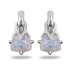 Серьги лунный камень (адуляр) Индия (серебро 925 пр. родир. бел.)