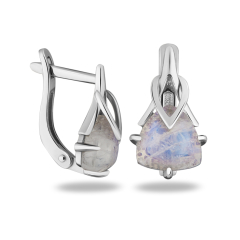 Серьги лунный камень (адуляр) Индия (серебро 925 пр. родир. бел.)