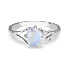 Кольцо лунный камень (адуляр) Индия (серебро 925 пр. родир. бел.) размер 18,5