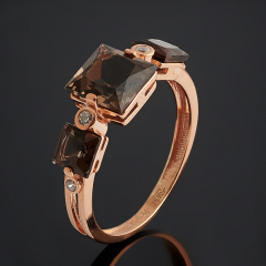 Кольцо раухтопаз Бразилия (серебро 925 пр. позолота) огранка размер 18,5