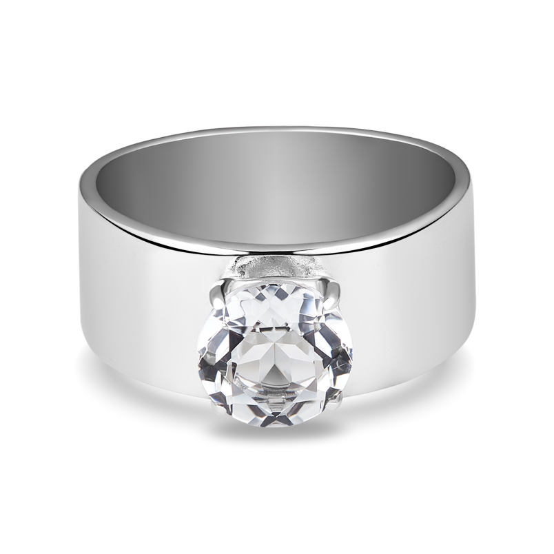 Кольцо горный хрусталь Бразилия (серебро 925 пр. родир. бел.) огранка размер 18,5