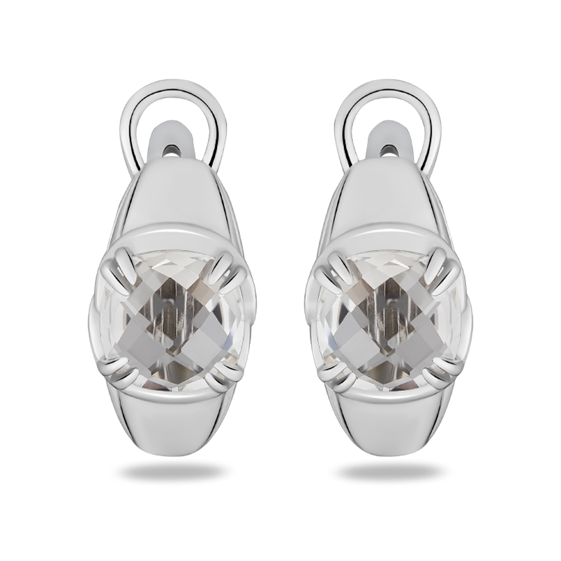 Серьги горный хрусталь Бразилия (серебро 925 пр. родир. бел.) огранка