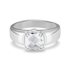 Кольцо горный хрусталь Бразилия (серебро 925 пр. родир. бел.) огранка размер 19