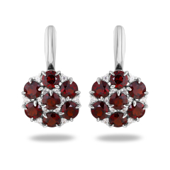 Серьги гранат альмандин Индия (серебро 925 пр. родир. бел.) огранка