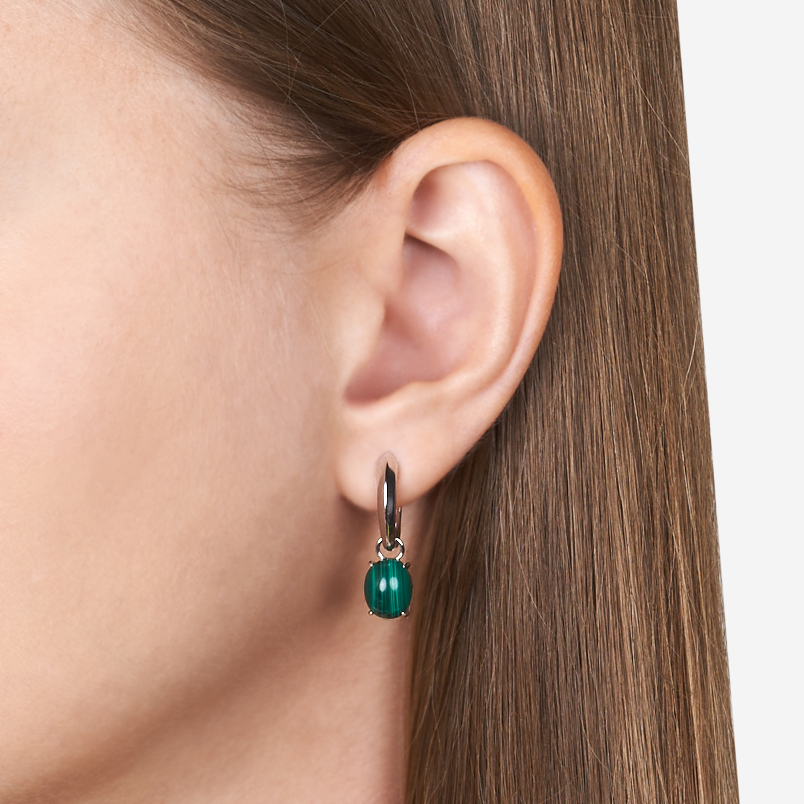 Серьги малахит Конго (серебро 925 пр. родир. бел.)