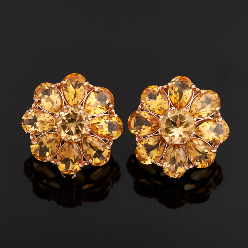 Серьги цитрин Бразилия (серебро 925 пр. позолота) огранка