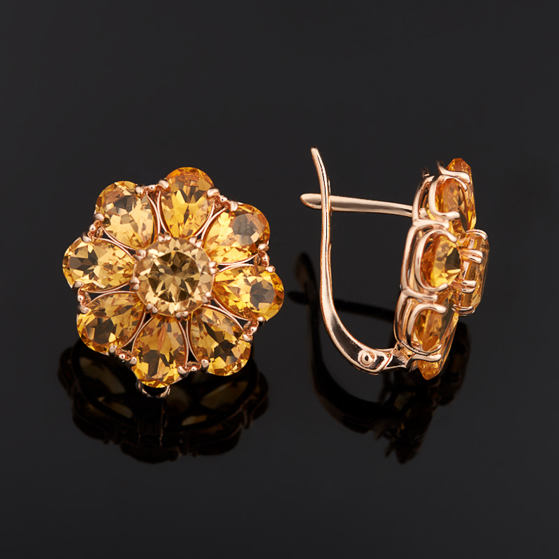 Серьги цитрин Бразилия (серебро 925 пр. позолота) огранка