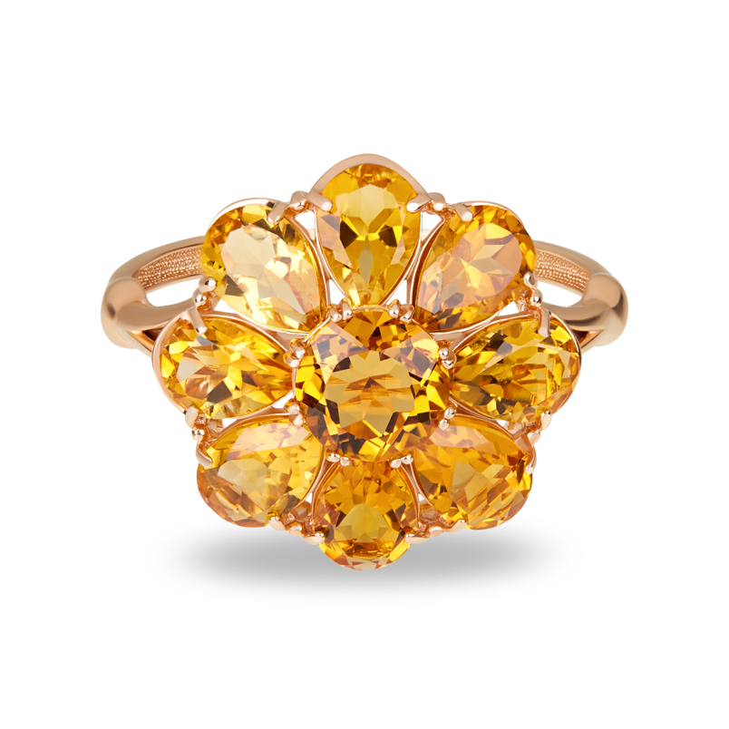 Кольцо цитрин Бразилия (серебро 925 пр. позолота) огранка размер 18,5