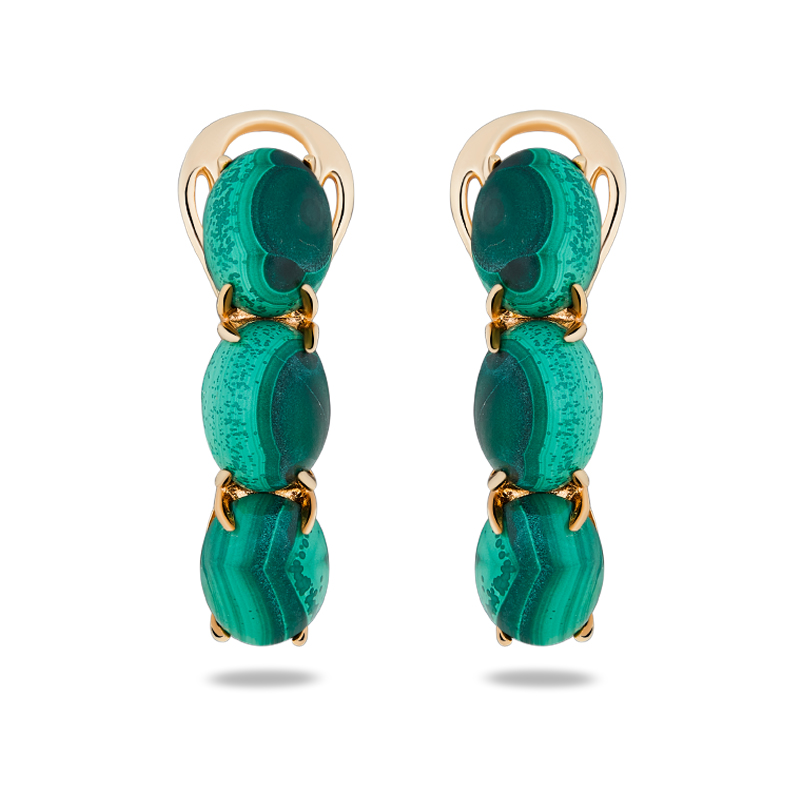 Серьги малахит Конго (серебро 925 пр. позолота)