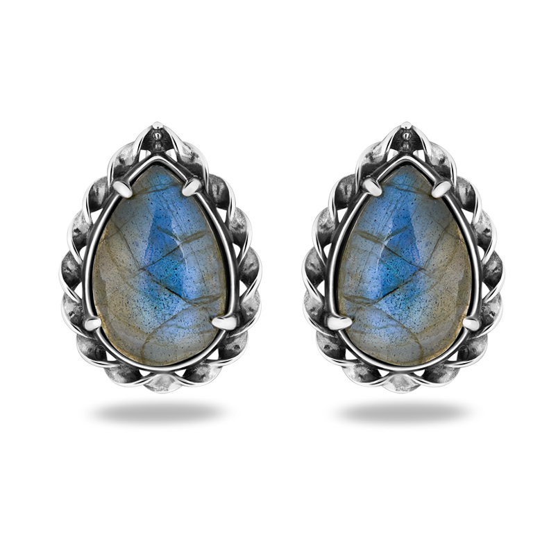 Серьги лабрадор Мадагаскар (серебро 925 пр. оксидир.)