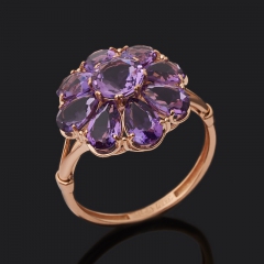 Кольцо аметист Бразилия (серебро 925 пр. позолота) огранка размер 18,5