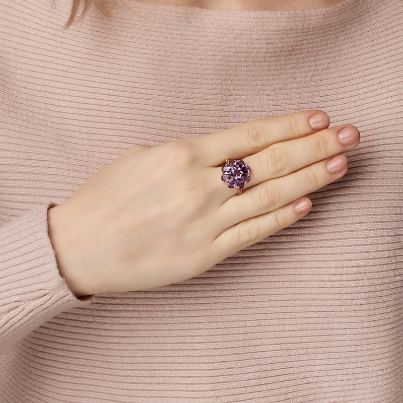 Кольцо аметист Бразилия (серебро 925 пр. позолота) огранка размер 18,5