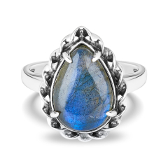 Кольцо лабрадор Мадагаскар (серебро 925 пр. оксидир.) размер 18,5