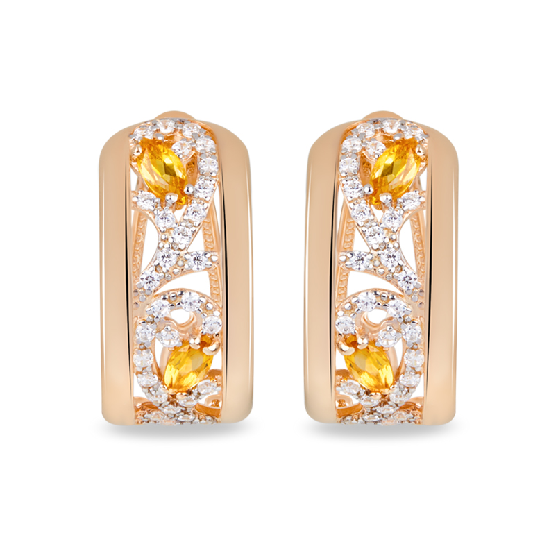 Серьги цитрин Бразилия (серебро 925 пр. позолота) огранка