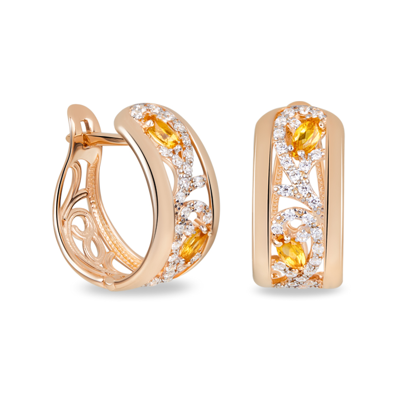 Серьги цитрин Бразилия (серебро 925 пр. позолота) огранка