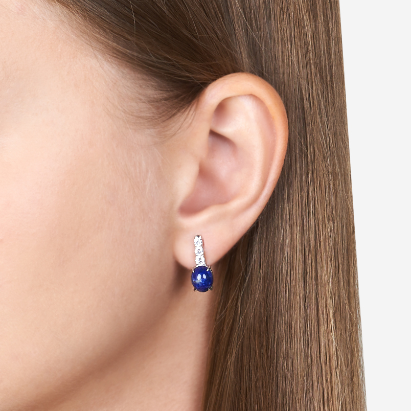 Серьги лазурит Афганистан (серебро 925 пр. родир. бел.)