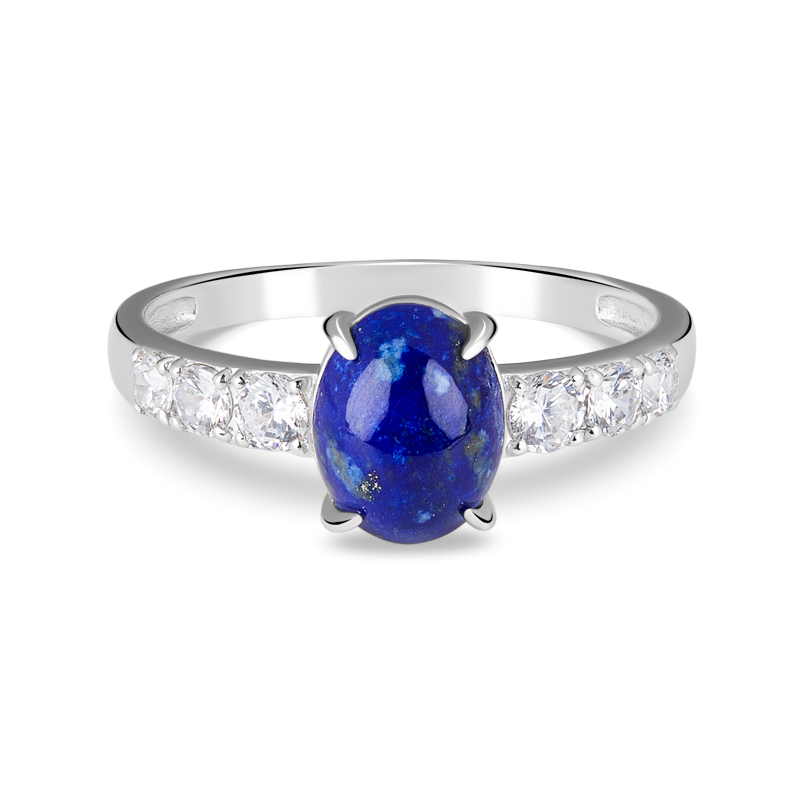 Кольцо лазурит Афганистан (серебро 925 пр. родир. бел.) размер 19