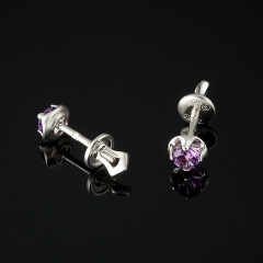 Серьги аметист Бразилия (серебро 925 пр. родир. бел.) пуссеты огранка